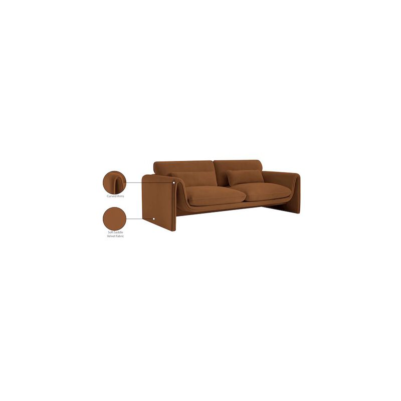 Meridian Furniture Sloan Saddle Velvet Fabric Sofa