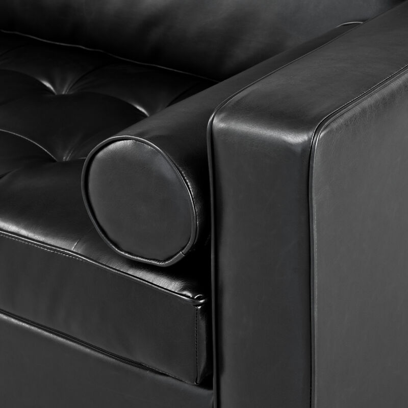 Whisen Mid-Century Modern 3-Seat Sofa with Tufted Design, PU Leather and Solid Wood Legs image number 8