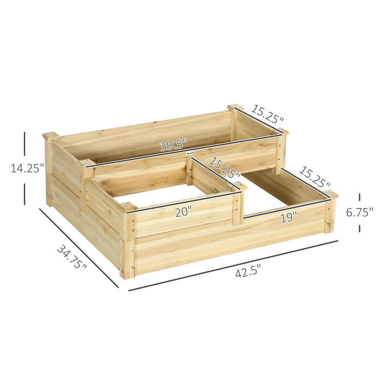 Hivvago 3-Tier Wooden Planter Box for Flowers & Vegetables image number 2