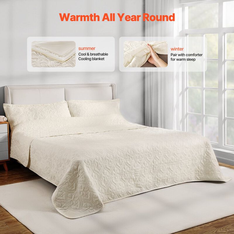 King Quilt Set 3 Piece, Lightweight Cotton Bedding Set with Pillow Shams image number 6
