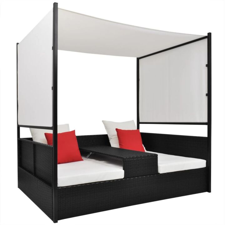 vidaXL Garden Bed with Canopy Black 74.8"x51.2" Poly Rattan