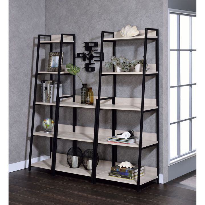 Wendral Bookshelf (5-Tier, 16"L), Natural & Black