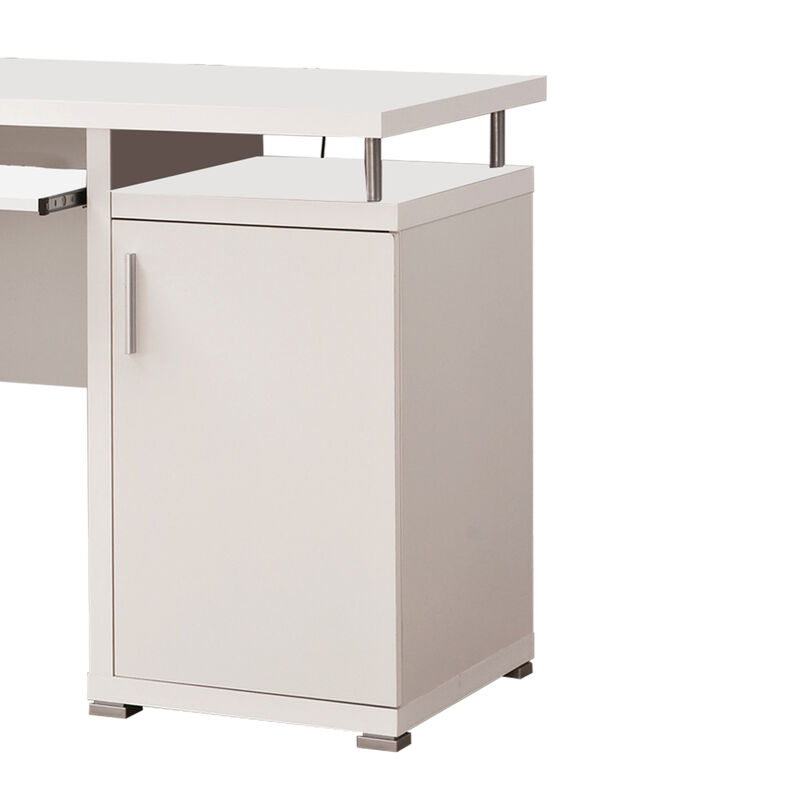 Elegant white Computer desk with efficient Storage image number 3