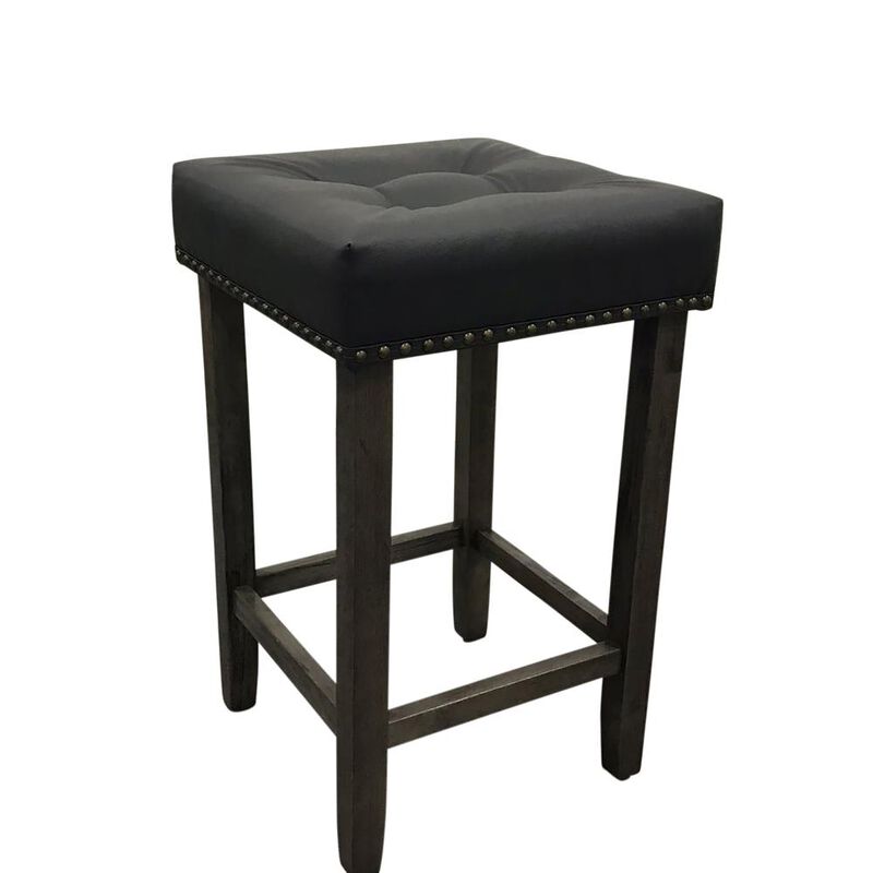 Carolina Living Sadie Tufted Upholstered Barstool - Set of 2 - Gotham Grey - Grey Upholstery