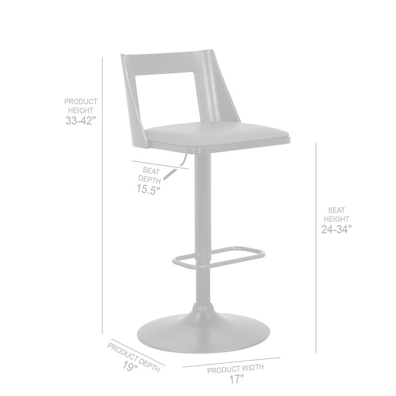 Hivvago 24 Inch Black Faux Leather And Iron Swivel Adjustable Height Bar Chair