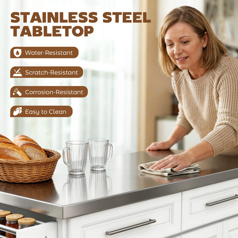 Hivvago Kitchen Island on Wheels with Multi-Functional Storage image number 3