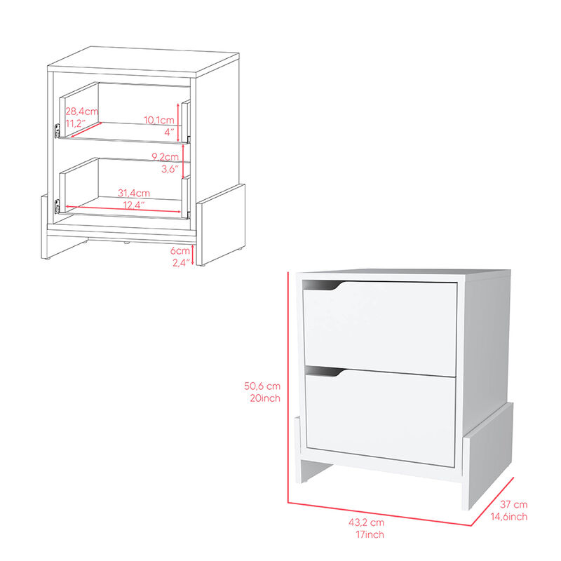 Streamdale Brookland Nightstand: Double Drawers, Sturdy Base