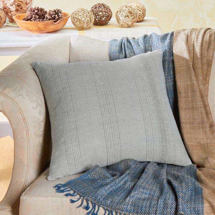 Handwoven Cotton Throw Pillow with Insert | 20" &times; 20" | Foundation | Whipped Cream