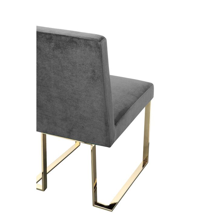 Pangea Home Gold Dexter Side Chair Velvet Gray (Set Of 2)