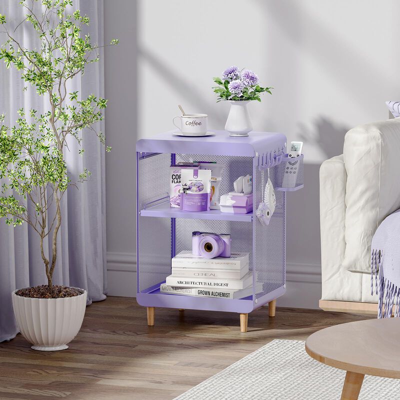 SYKIARIOL Night Stand,Cute End Table with Storage Drawer,Kids Nightstand for Bedroom Furniture,Bedside Table Small Purple Nights