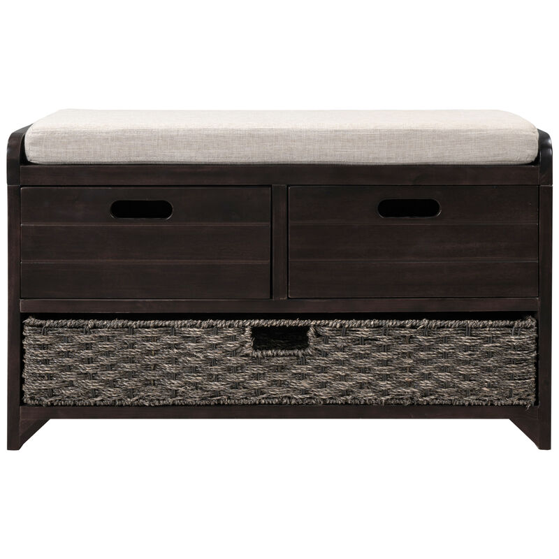 Merax Storage Bench with Removable Basket and 2 Drawers
