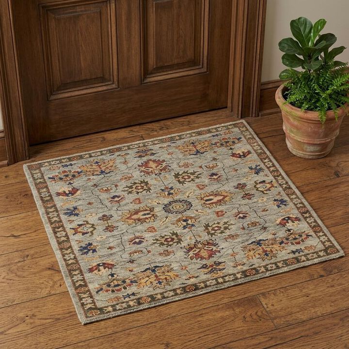 HomeRoots 2' X 3' Gray And Ivory Wool Oriental Hand Knotted Area Rug With Fringe