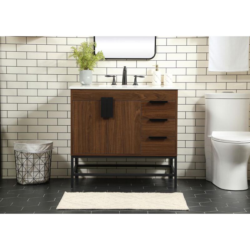 Elegant Kitchen and Bath 36 inch Single bathroom vanity in walnut