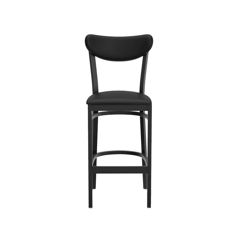 Flash Furniture Barstool, Black Steel Frame, Black Vinyl Boomerang Back, and Black Vinyl Seat image number 5