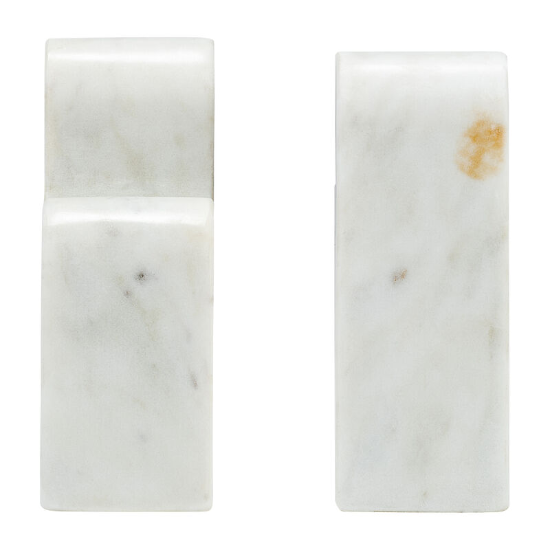Marble Swirly Bookends, White image number 3