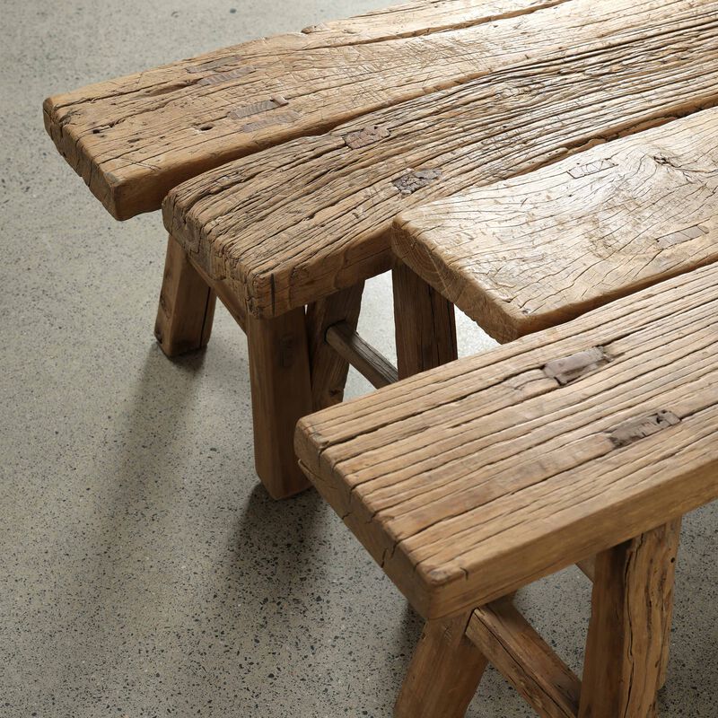 Vintage Reclaimed Wood Accent Bench in Natural image number 5