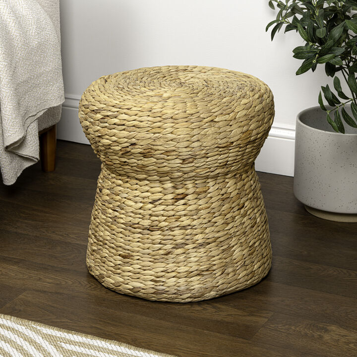 Alberto 18.5" Modern Bohemian Hand-Woven Hyacinth Mushroom Stool