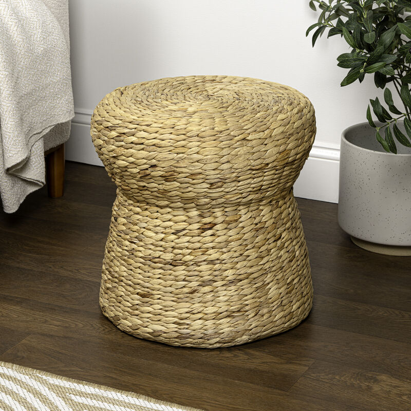 Alberto 18.5" Modern Bohemian Hand-Woven Hyacinth Mushroom Stool