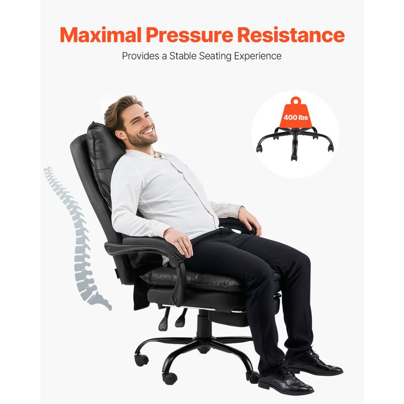 Executive Office Chair With Footrest With High Back Office Chair With Lumbar Pillow