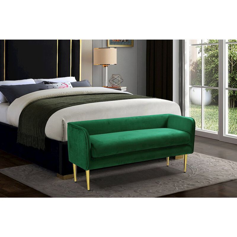 Meridian Furniture Audrey Green Velvet Bench