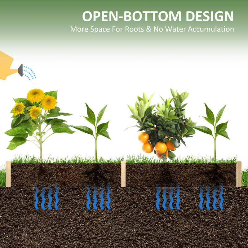 Hivvago 96" Wooden Raised Garden Bed with 2 Planter Boxes image number 4
