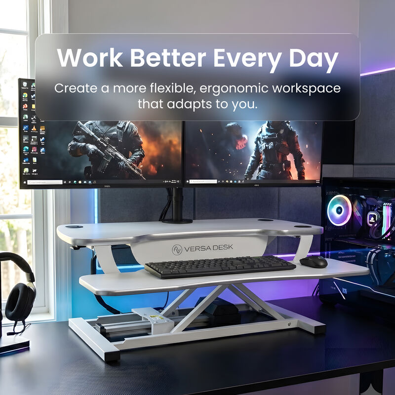 VersaDesk PowerPro Electric Height Adjustable Standing Desk Converter 36"W with USB Charging Port &ndash; White image number 5