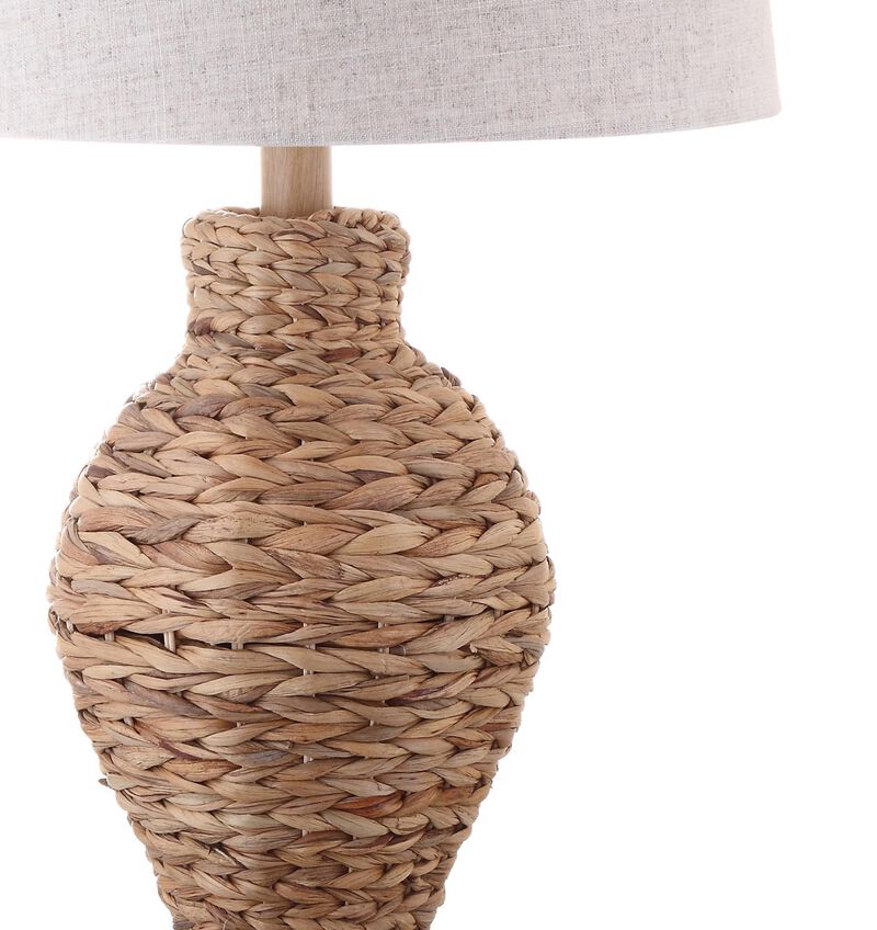 HomeRoots 31" Natural Water Hyacinth Urn Table Lamp With Drum Shade image number 3
