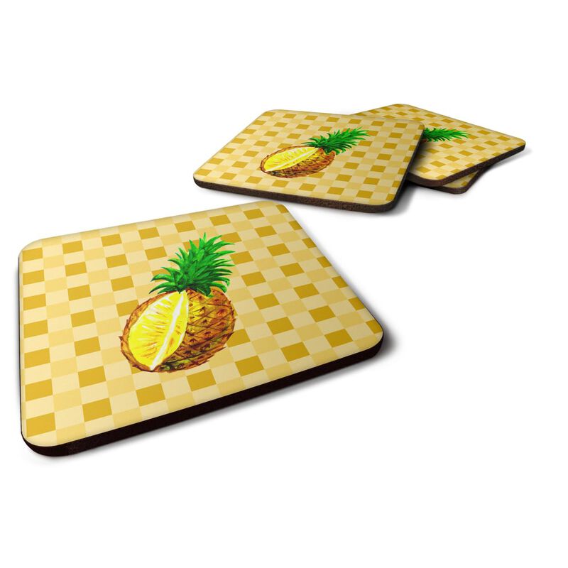 Caroline's Treasures Whole Pineapple Cut on Basketweave Decorative coasters, 3.5, Multicolor
