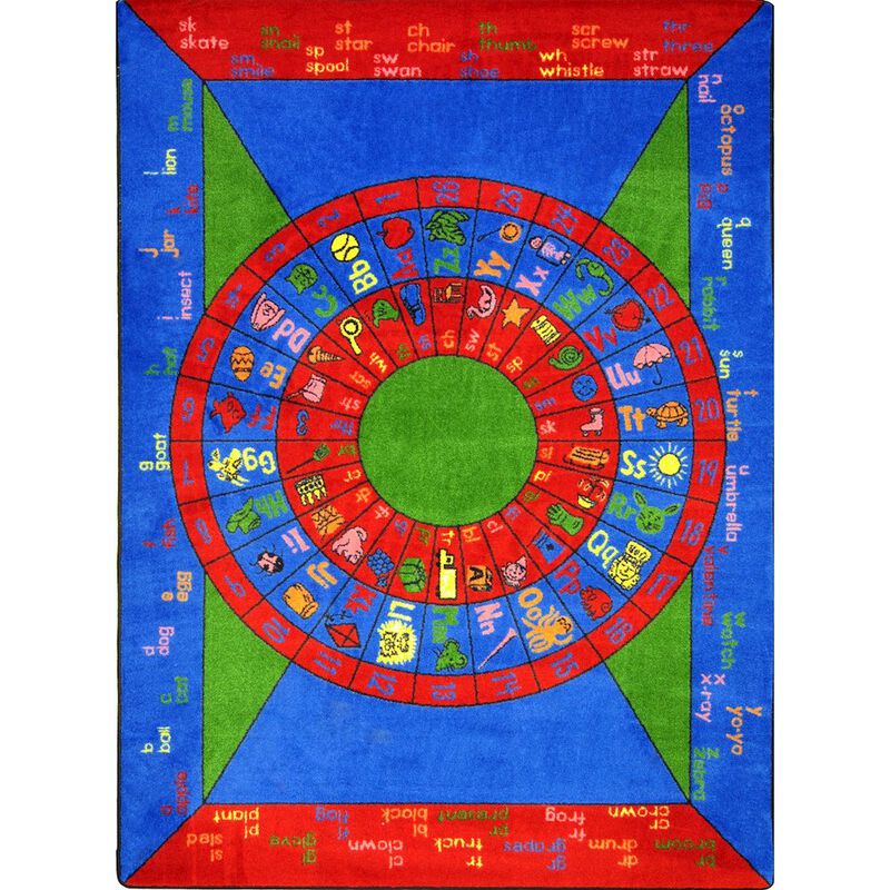 Joy Carpets Kid Essentials Play On Words 7'8 x 10'9 Area Rug in Color Multi
