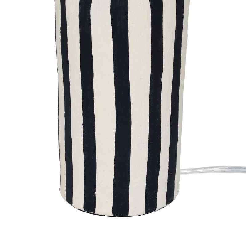 Maiori Black Striped Papier Mache Table Lamp