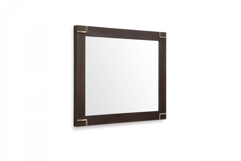 HomeRoots 33" Brown and Gold Wood Framed Accent Mirror image number 2