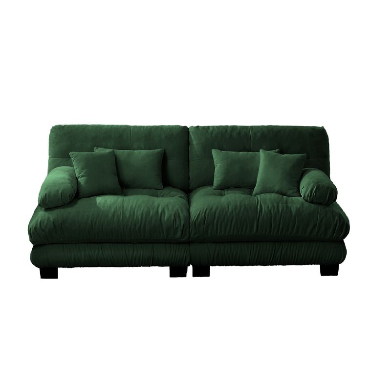 2-Seater Cloud Couch for Living Room, Chenille Fabric Sofa with 2 Lumbar & 2 Throw Pillows, High-Resilience Foam image number 0