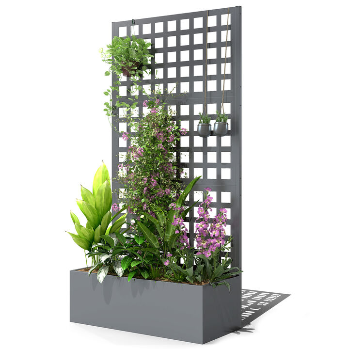 Hivvago Elevated Garden Bed with Trellis 35"x16"x70" for Backyard Plants