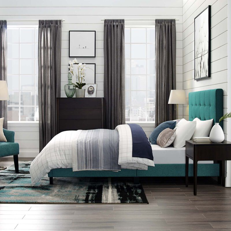 Modway - Melanie Twin Tufted Button Upholstered Fabric Platform Bed image number 1