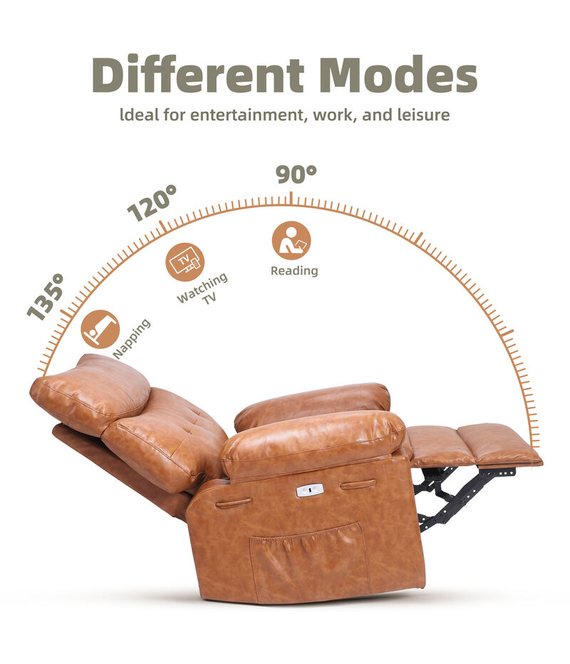 360 Degree Swivel Lazy Manual Rocking Recliner Sofa Chair for Living Rooms, Bedrooms, Outdoor Relax, Brown image number 1