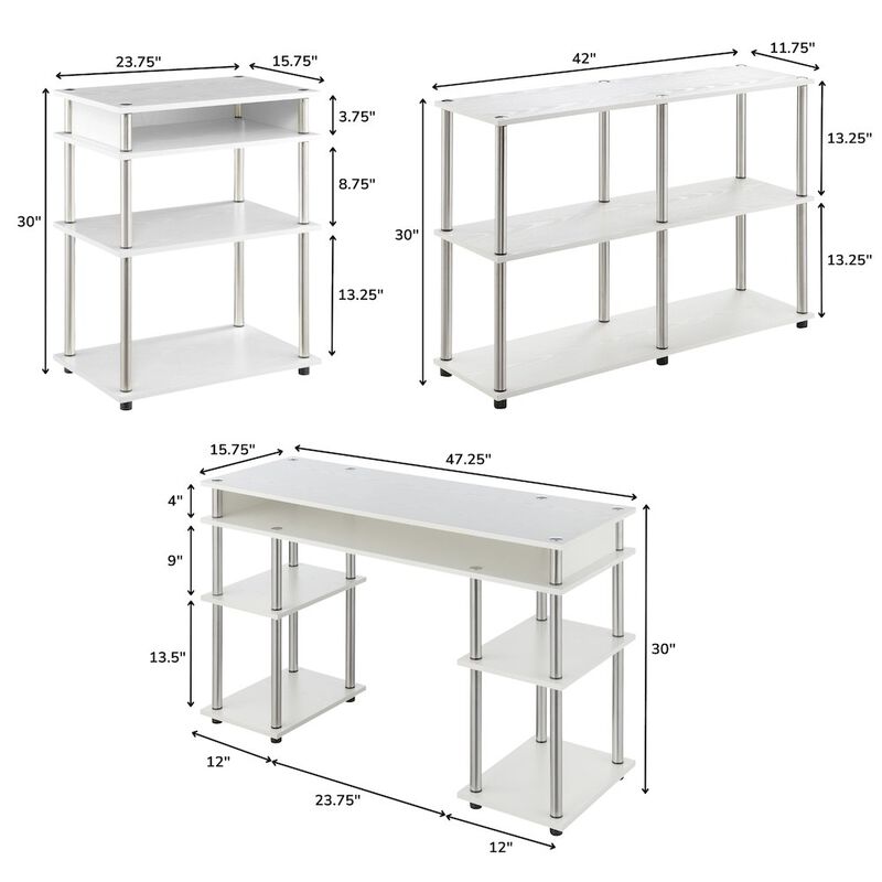 Convenience Concepts Designs2Go No Tools Desk, Printer Stand, and Console Table Set