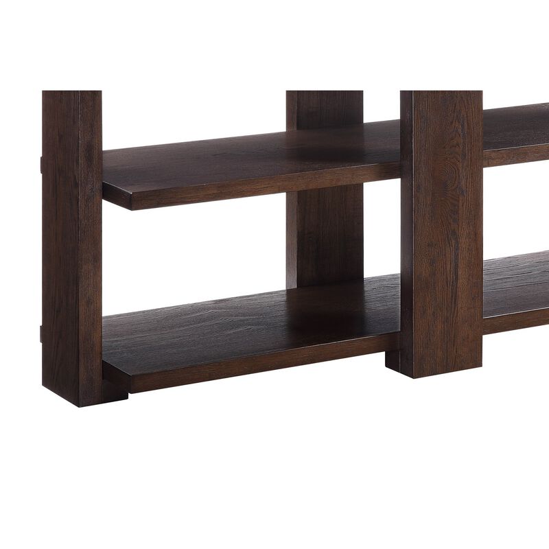 Wooden Sofa Table with 2 Open Display Shelves, Brown-Benzara