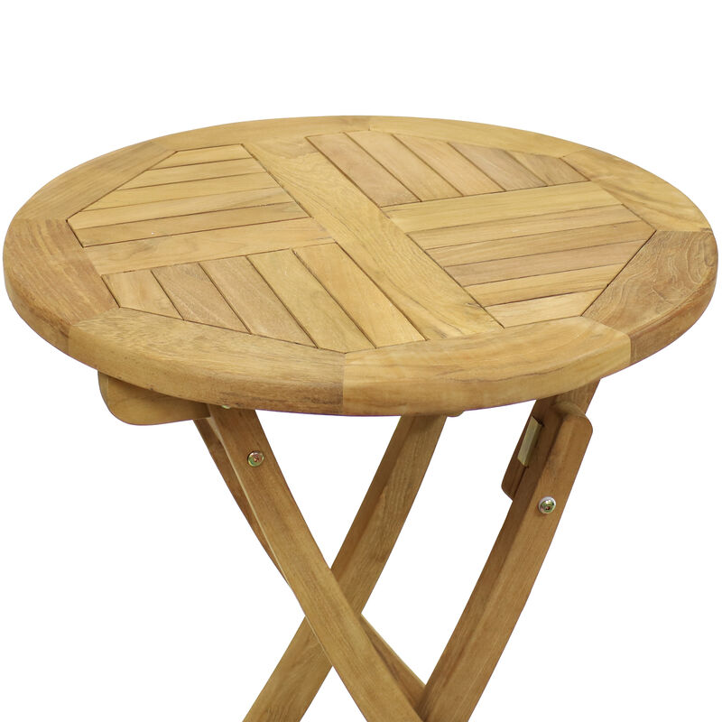 Sunnydaze Solid Teak Wood Folding Round Patio Dining Table