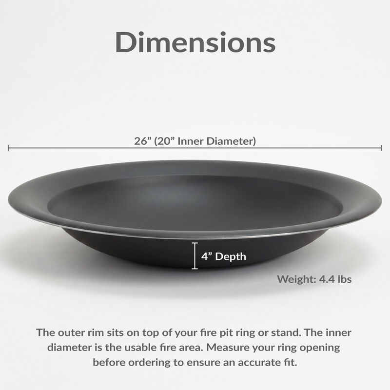 Sunnydaze 26 in Classic Elegance Steel Replacement Fire Pit Bowl - Black image number 2