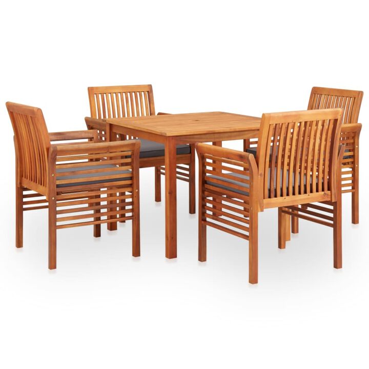 vidaXL 5 Piece Outdoor Dining Set with Cushions Solid Acacia Wood