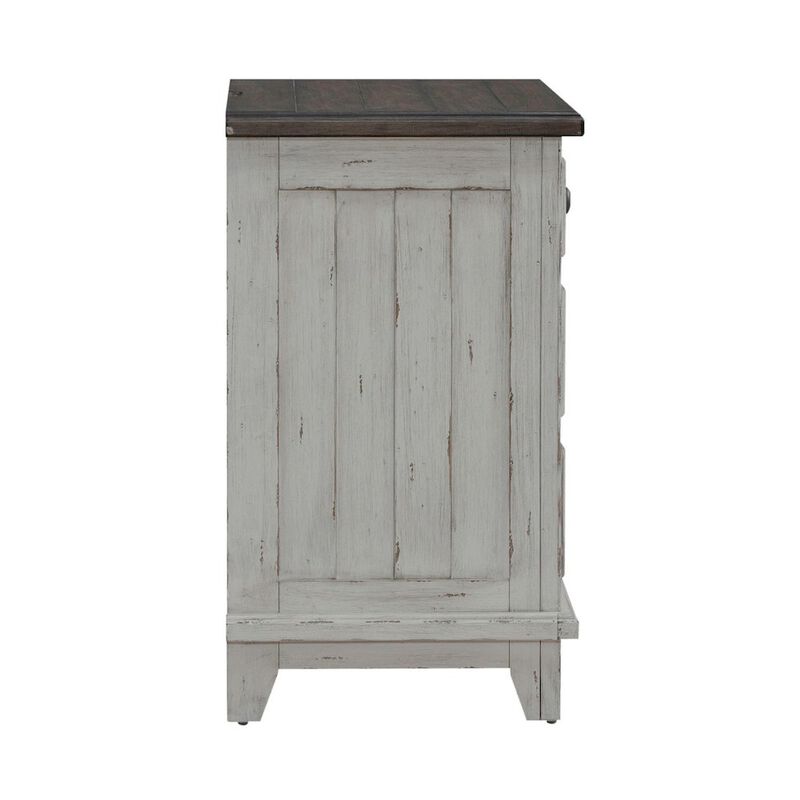 Liberty Furniture 3 Drawer  Nightstand with AC USB Charging Station Cottage , White & Tobacco Wood image number 3