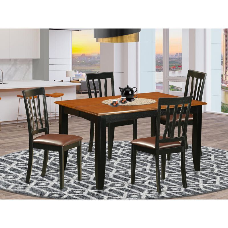 East West Furniture 5  PcKitchen  Table  set-Dining  Table  and  4  Wooden  Dining  Chairs