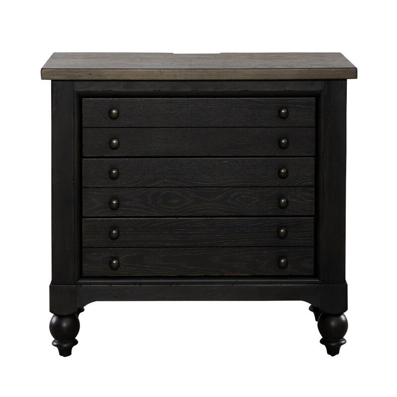 Liberty Furniture Bedside Chest w/ Charging Station - Black Traditional in Dusty Taupe 3 Drawers image number 0