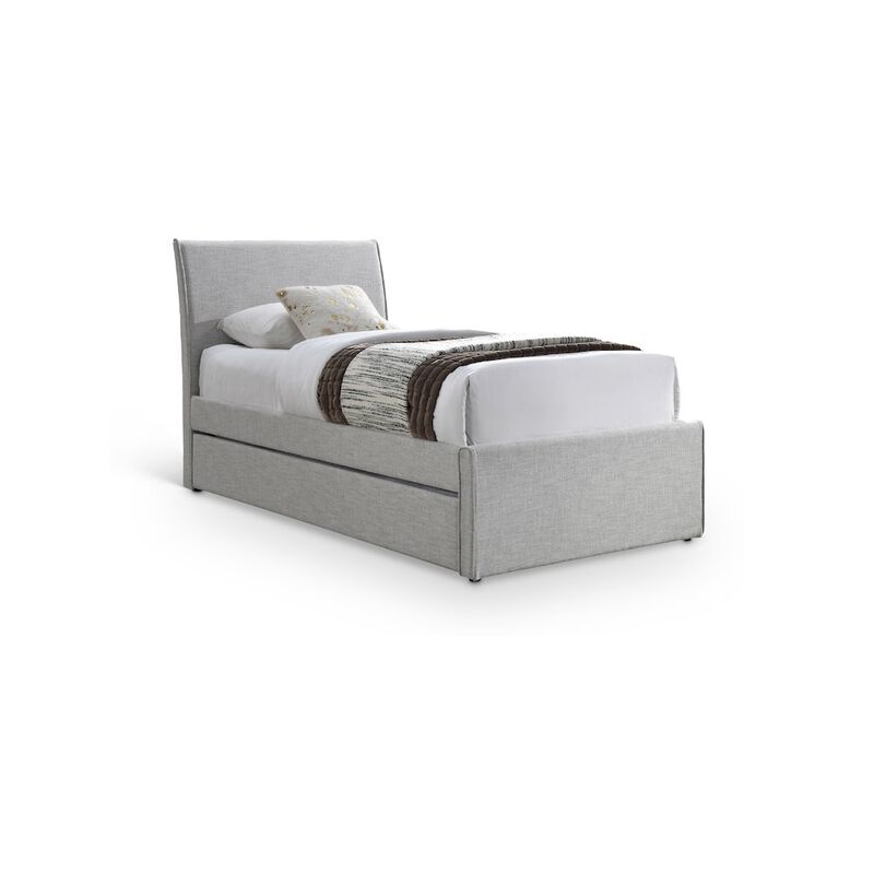 Meridian Furniture Myles Grey Linen Textured Fabric Twin Trundle Bed
