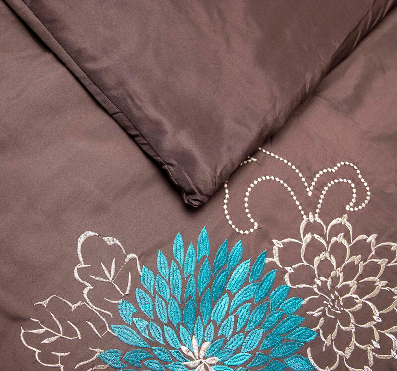 Legacy Decor Bed in a Bag Comforter Set With Nice Floral Embroidery