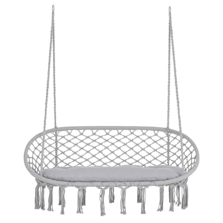 Hivvago 2-Person Macrame Hammock Chair with Cushion