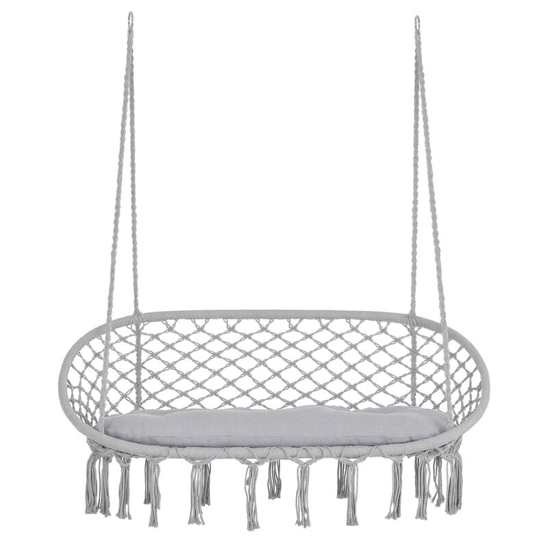 Hivvago 2-Person Macrame Hammock Chair with Cushion image number 0
