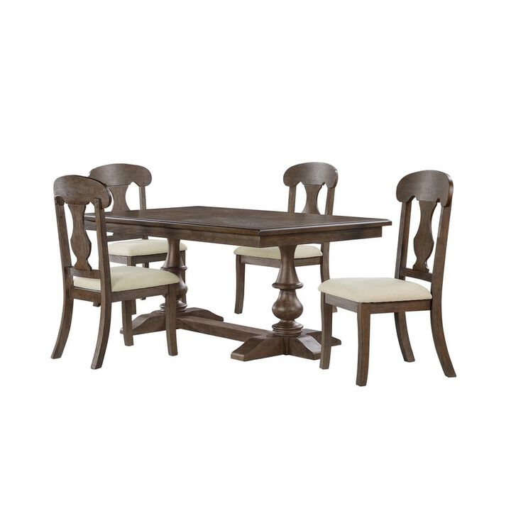 Best Quality Furniture 5pc Traditional style dining set in rustic oak color