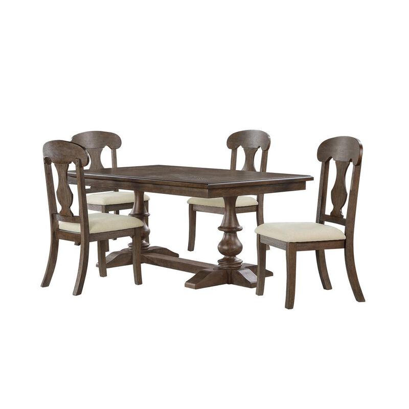 Best Quality Furniture 5pc Traditional style dining set in rustic oak color