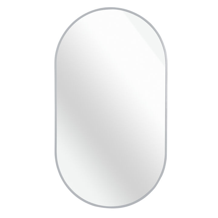 ELEMENT ACE Elegant Silver Metal Oval Wall Mirror with Shatterproof Design Ideal For Modern Contemporary Room Decor